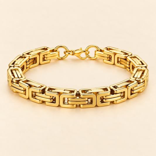 Men - 18K Gold-Plated Geometric Link Bracelet