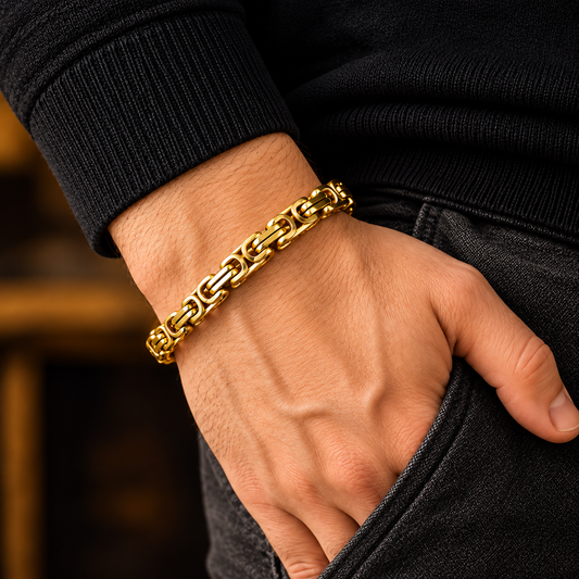 Men - 18K Gold-Plated Geometric Link Bracelet