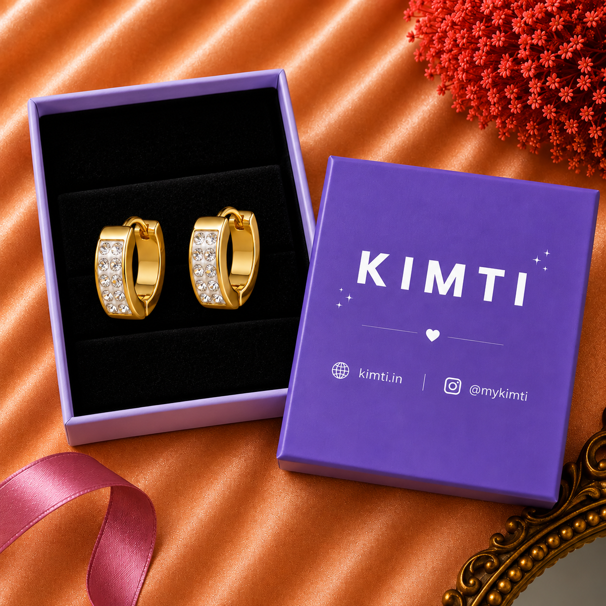 Men - Crystal Edge Gold-Plated Huggie Hoop Earrings