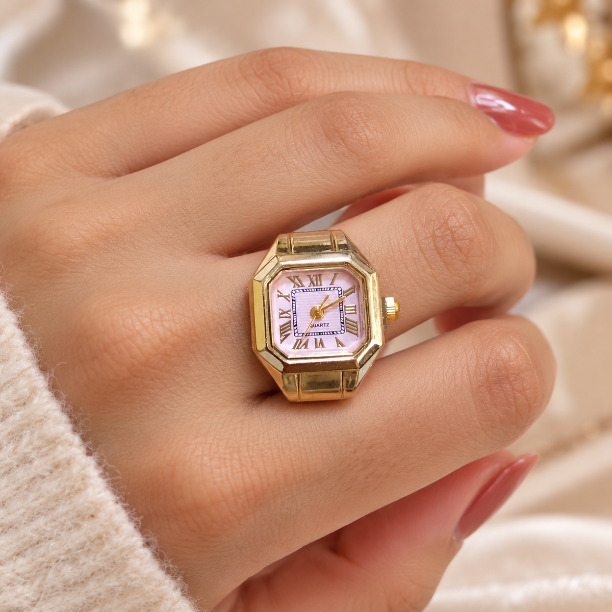 Golden Blush Roman Dial Ring Watch