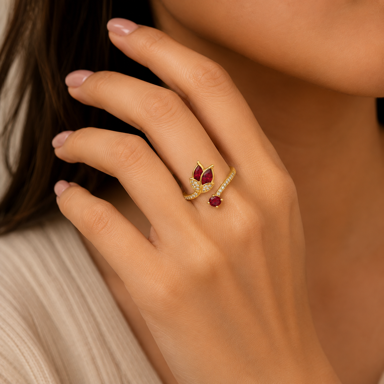Rose Bloom Elegance Adjustable Ring
