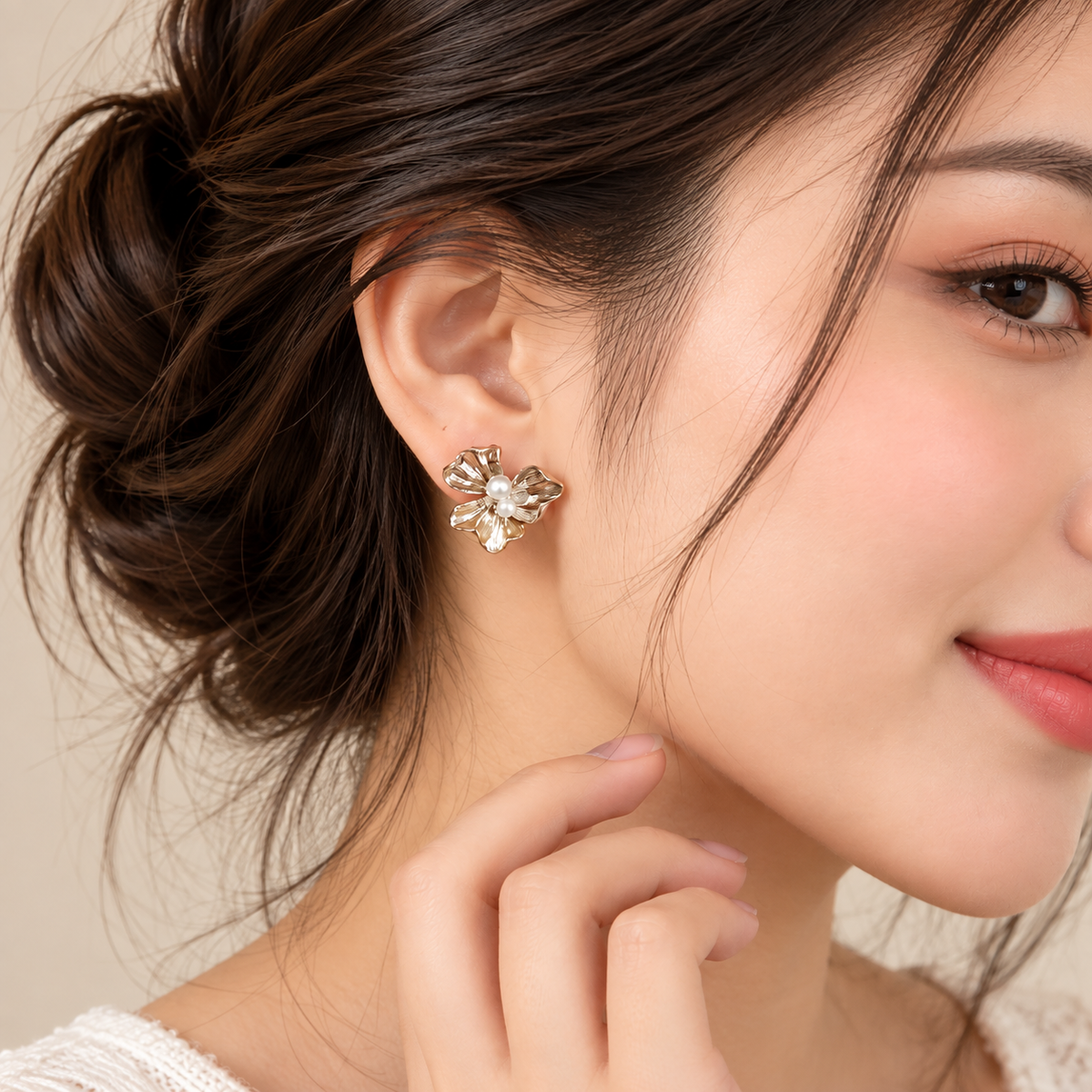 Silver Blossom Pearl Earrings