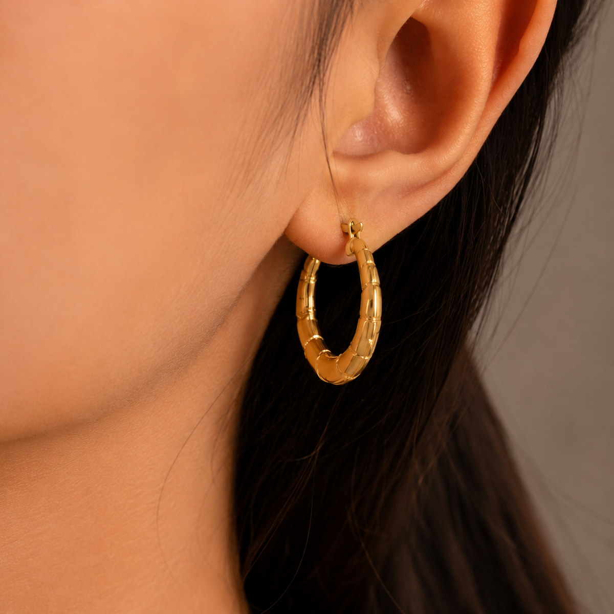 18K Gold Plated Luxe Segmented Hoop Earrings