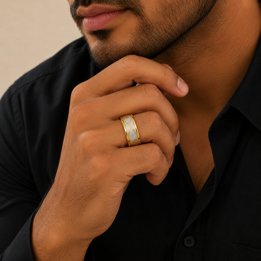 Men -Golden Curve Ring Size (17-18-19)