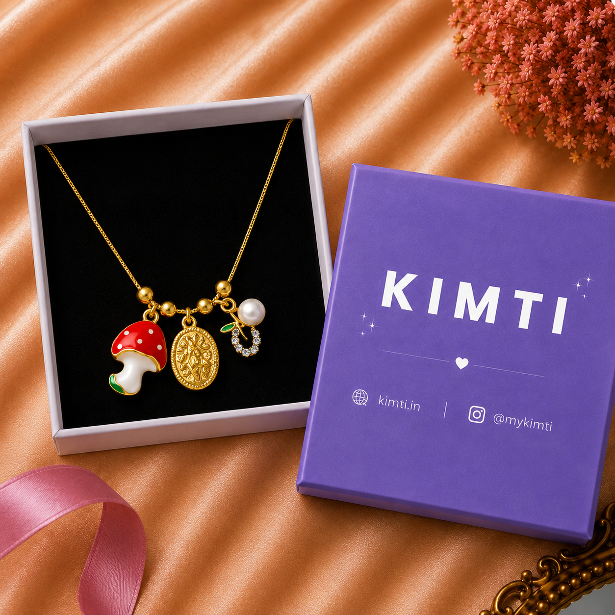 Mushroom Magic Trio Anti-Tarnish Necklace