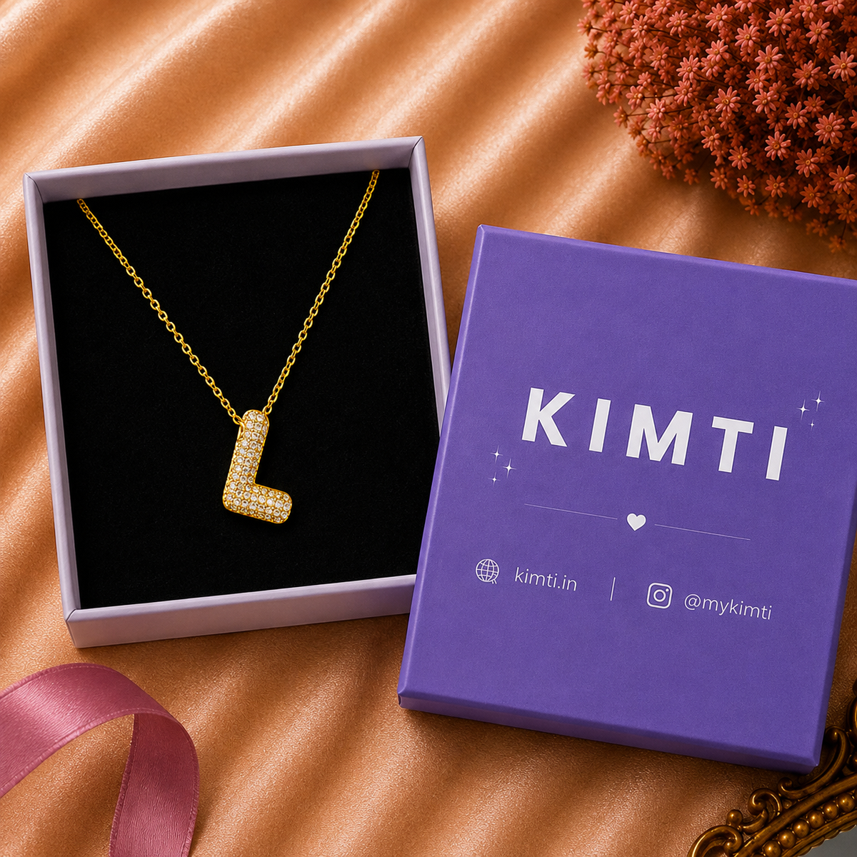 18k Gold Plated L Bubble Letter Necklace