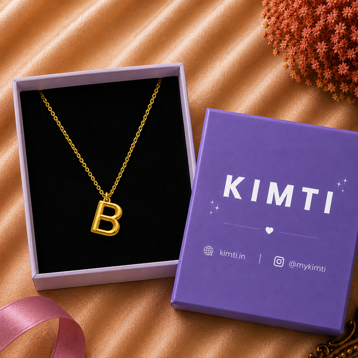 18k Gold Plated Initial Bold Alphabet B Necklace