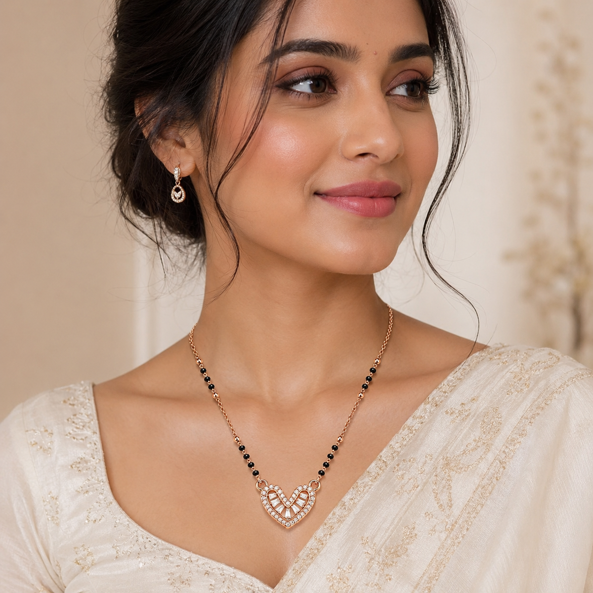 Diamond Love Heart Mangalsutra