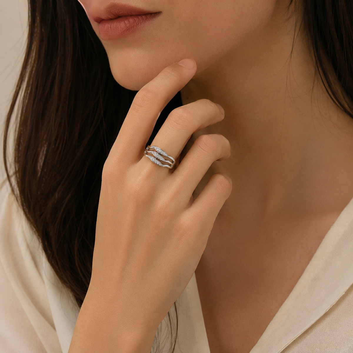 Minimalist Silver Sparkle  Ring