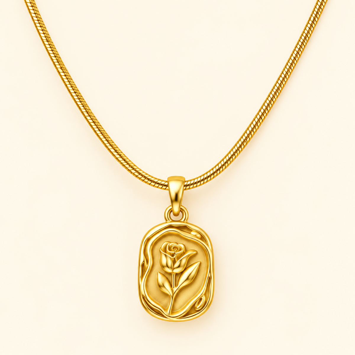 18K Gold Plated Eternal Rose Pendant Necklace