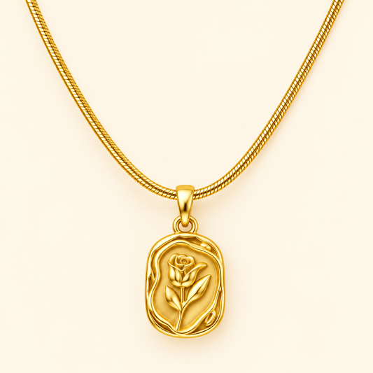 18K Gold Plated Eternal Rose Pendant Necklace