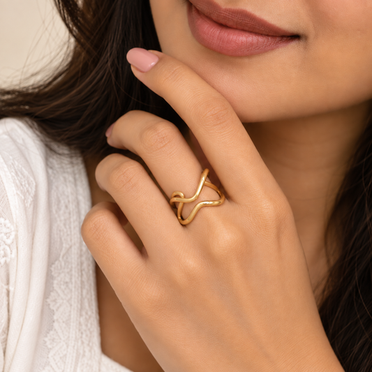 18K Gold Plated Luxe Criss Cross Ring