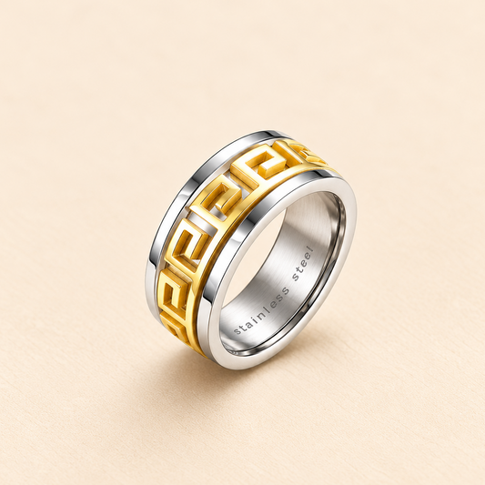 Men - Greek Key Design Ring