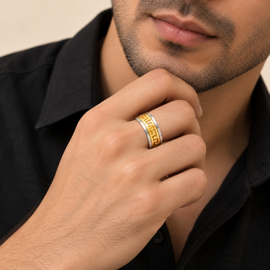 Men - Greek Key Design Ring