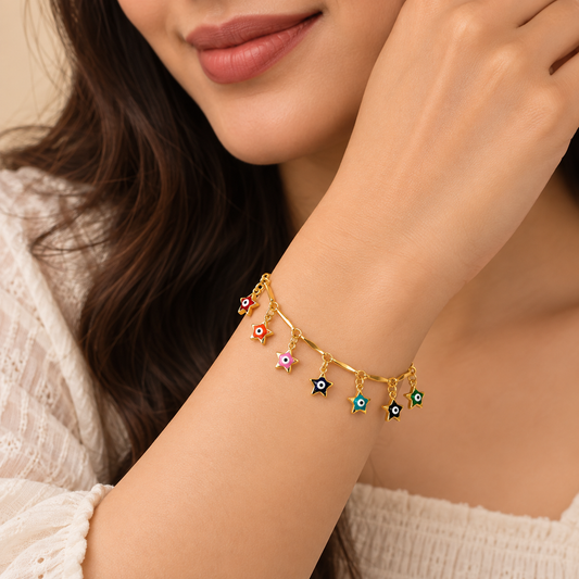 18K Gold Plated Twinkle Star Nazar Bracelet