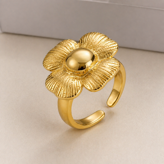 18K Gold Plated Aurora Flower Dome Ring