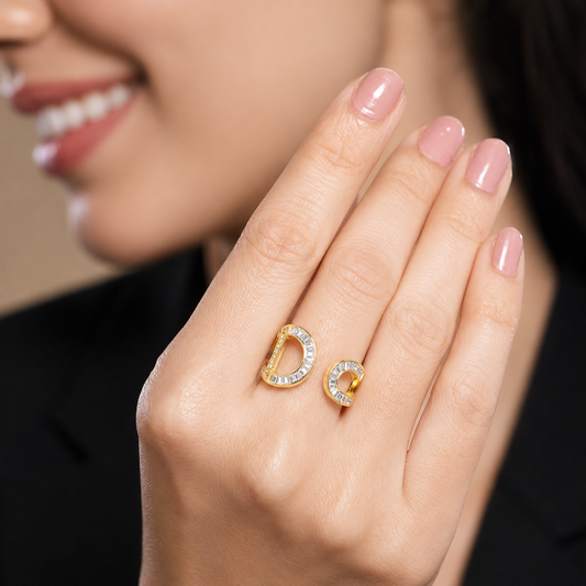Gold-Plated Cubic Zirconia Studded Finger Ring