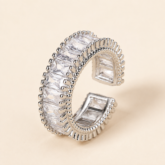 Sterling Silver Square Shape CZ Zircon Ring