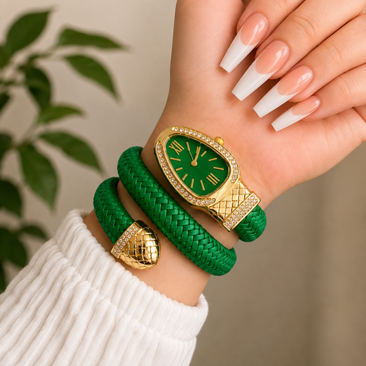 Snake-Shaped Quartz Bracelet Watch for Women