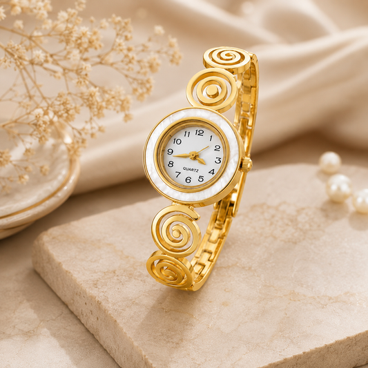 Golden Spiral Charm Bracelet Watch