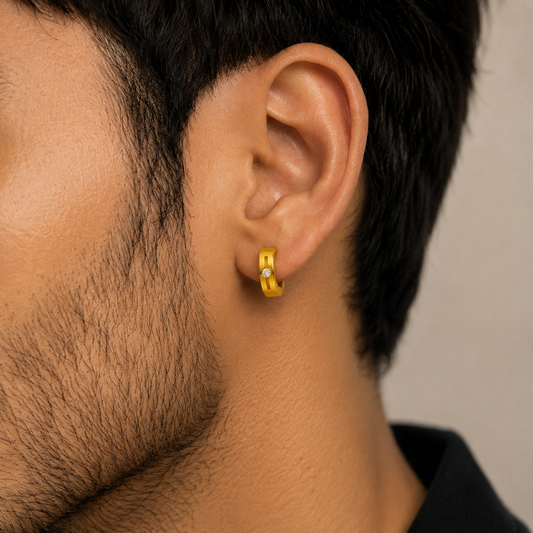 Men-18k Gold Plated Hoop  Earring
