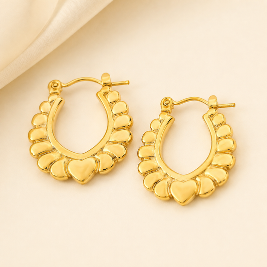 18K Gold Plated Designer Love-Inspired Gold Hoop Earrings