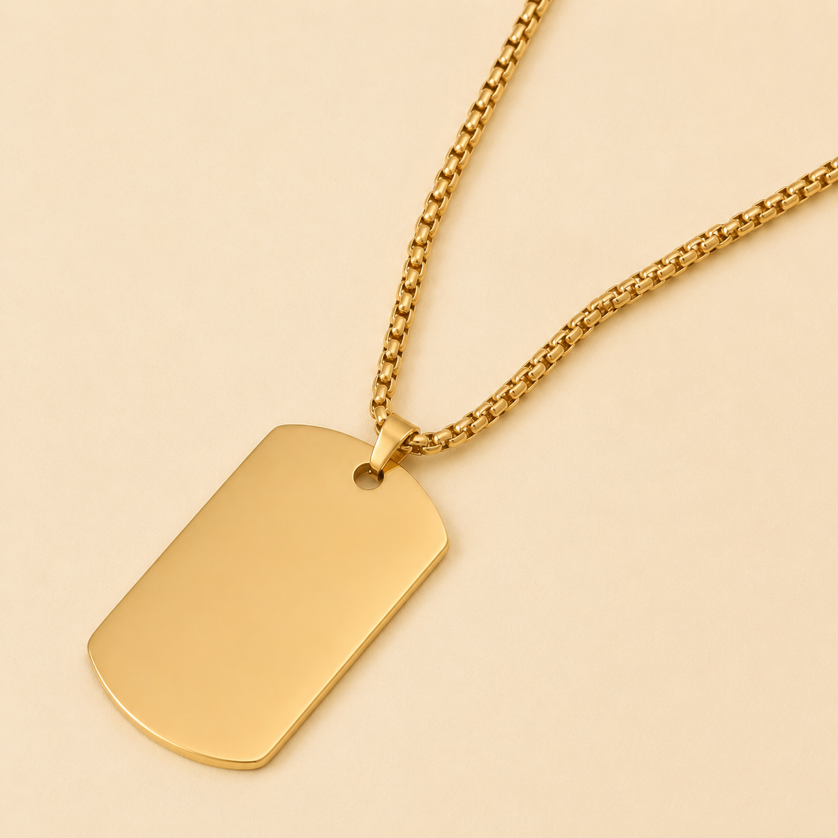 Men - 18k Gold Bar Pendant Chain hu