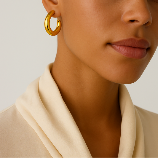 18K Gold Plated Cute Modern Hoops Anti Tarnish Earring