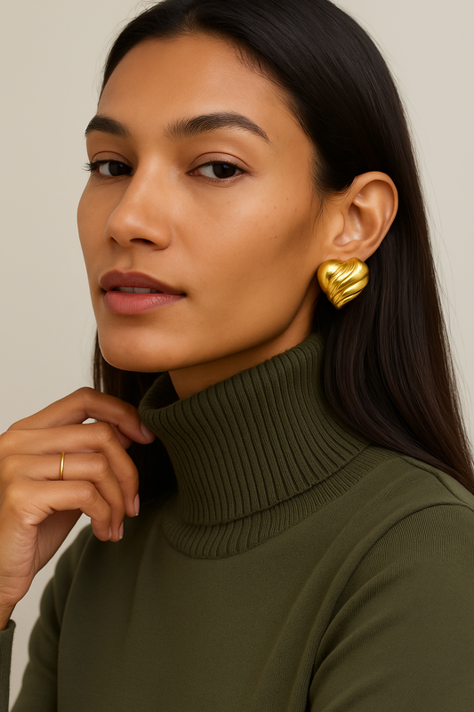 18K Gold Plated Heart Shape Stud Earrings