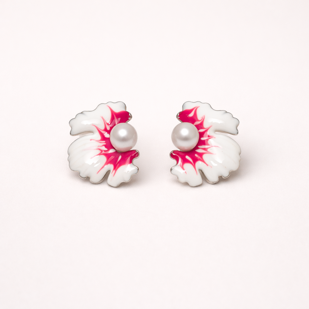 Floral with Shiny Pearls Enamel