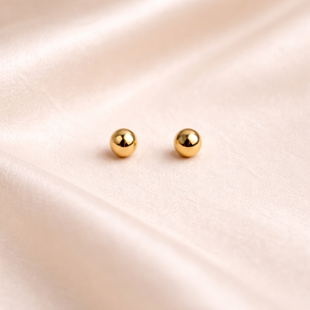 18K Gold Plated Minimal Gold Ball Earrings
