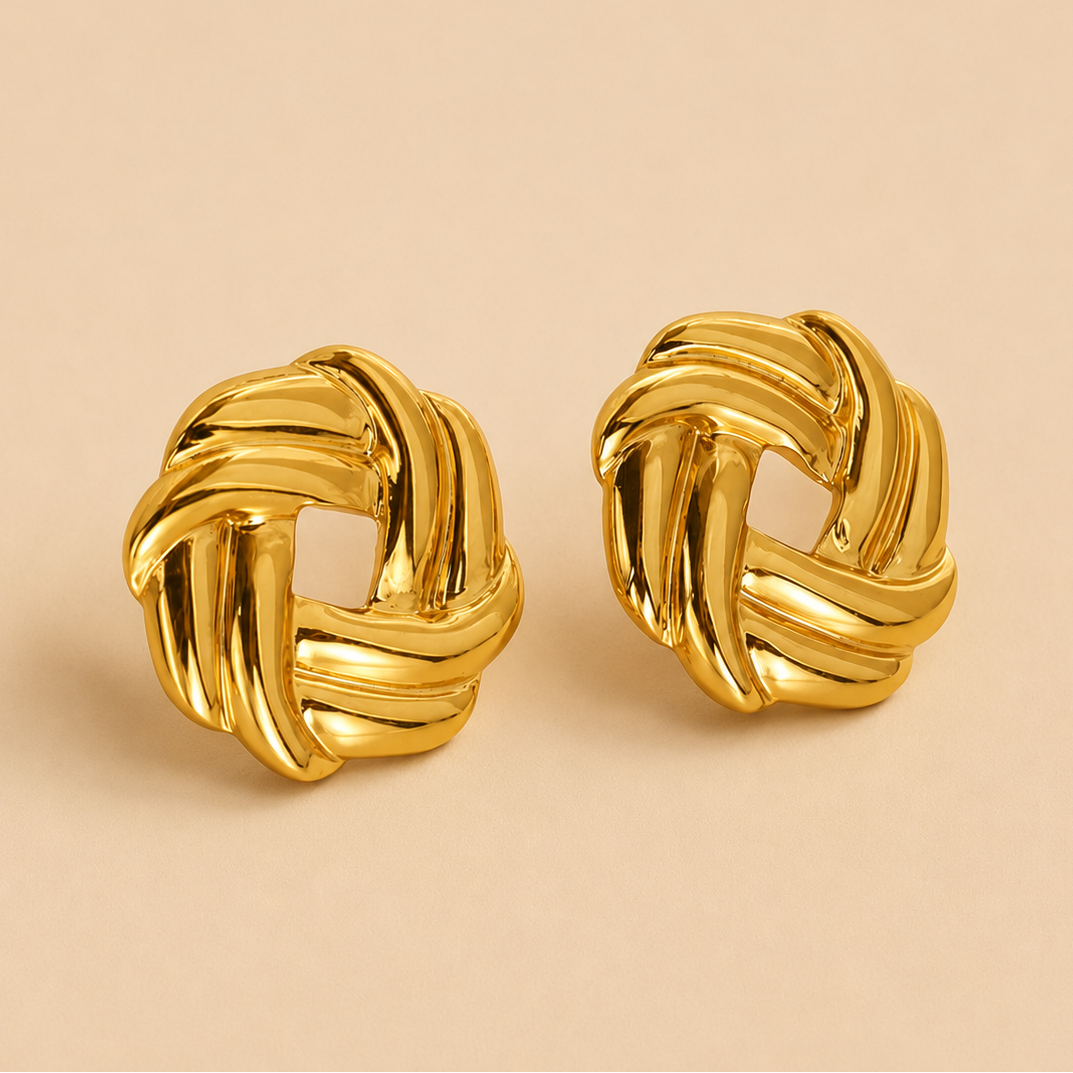 18K Gold Stainless Steel Stud Earrings