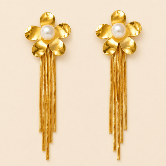 Tassel Elegant Long Earrings, Vintage Pearl Earrings