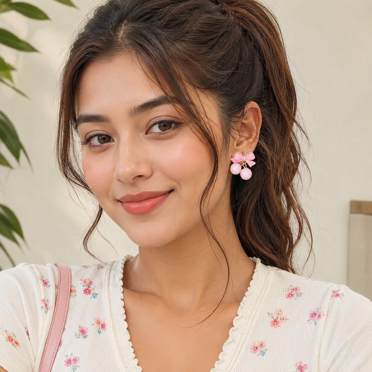 Pearls Beaded Bow Shaped Studs
