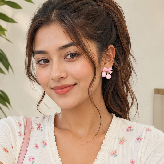 Pearls Beaded Bow Shaped Studs
