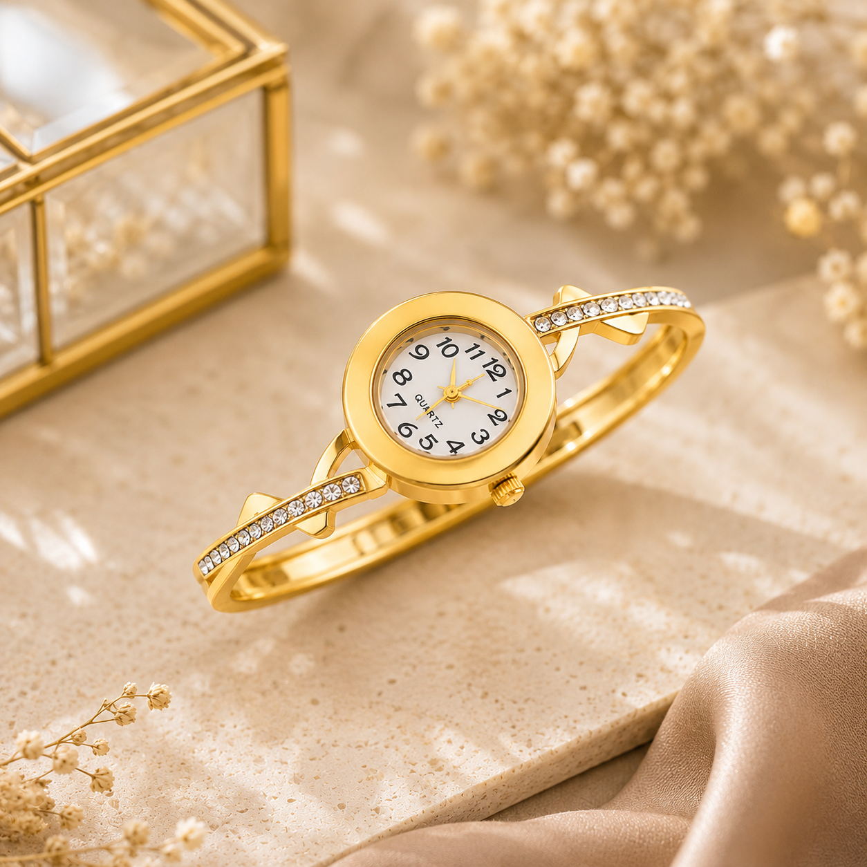 Crystal Twist Gold Bracelet Watch