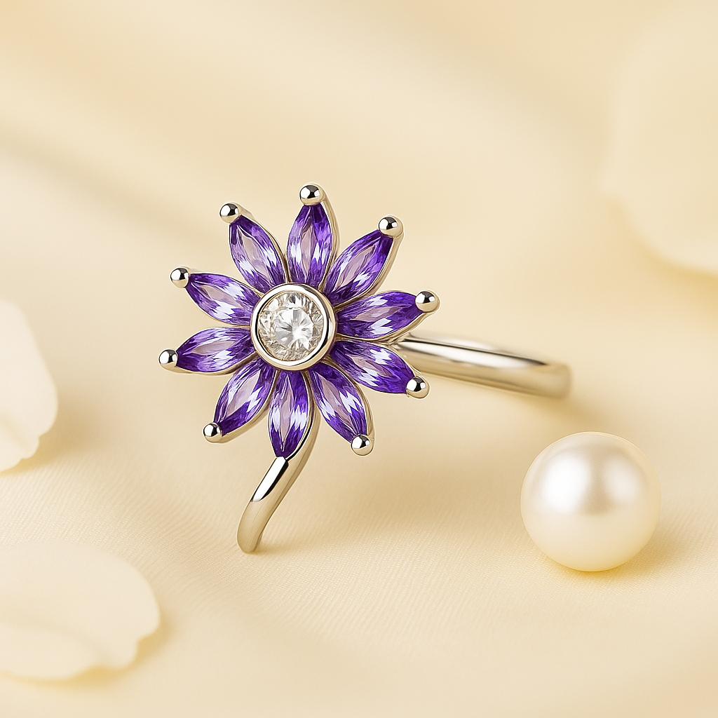 Purpule Flower Gleam Ring