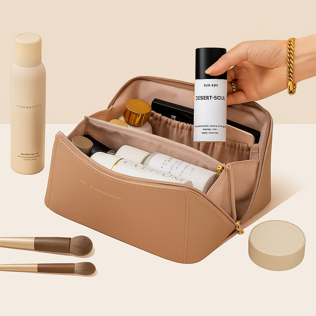 Leather Cosmetics Bag Travel Organizer
