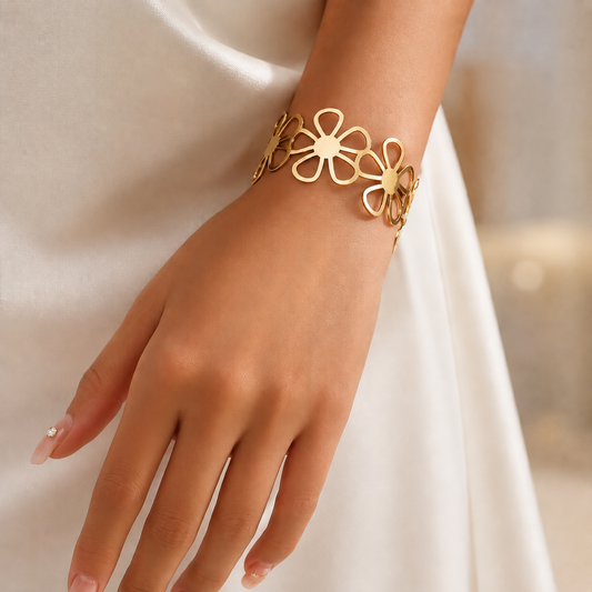 Vintage Floral Gold Cuff  Bracelets