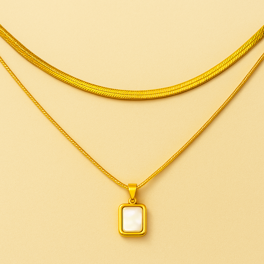 Anti Tarnish Dual Layer White Necklace