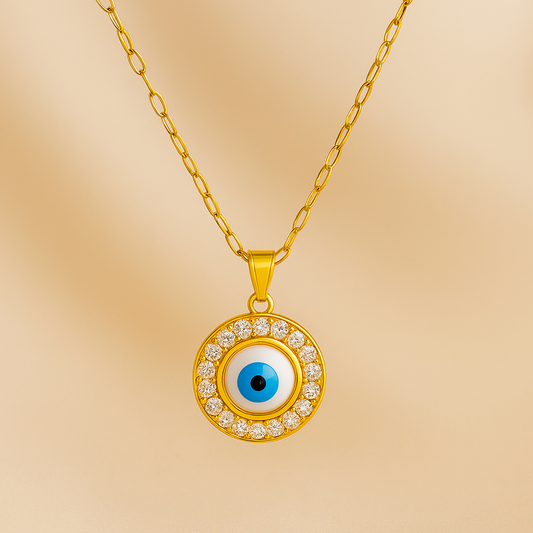 Anti Tarnish 18K Gold Plated Evil Eye Necklace