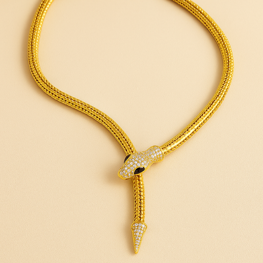 Snake Choker Necklace - Golden