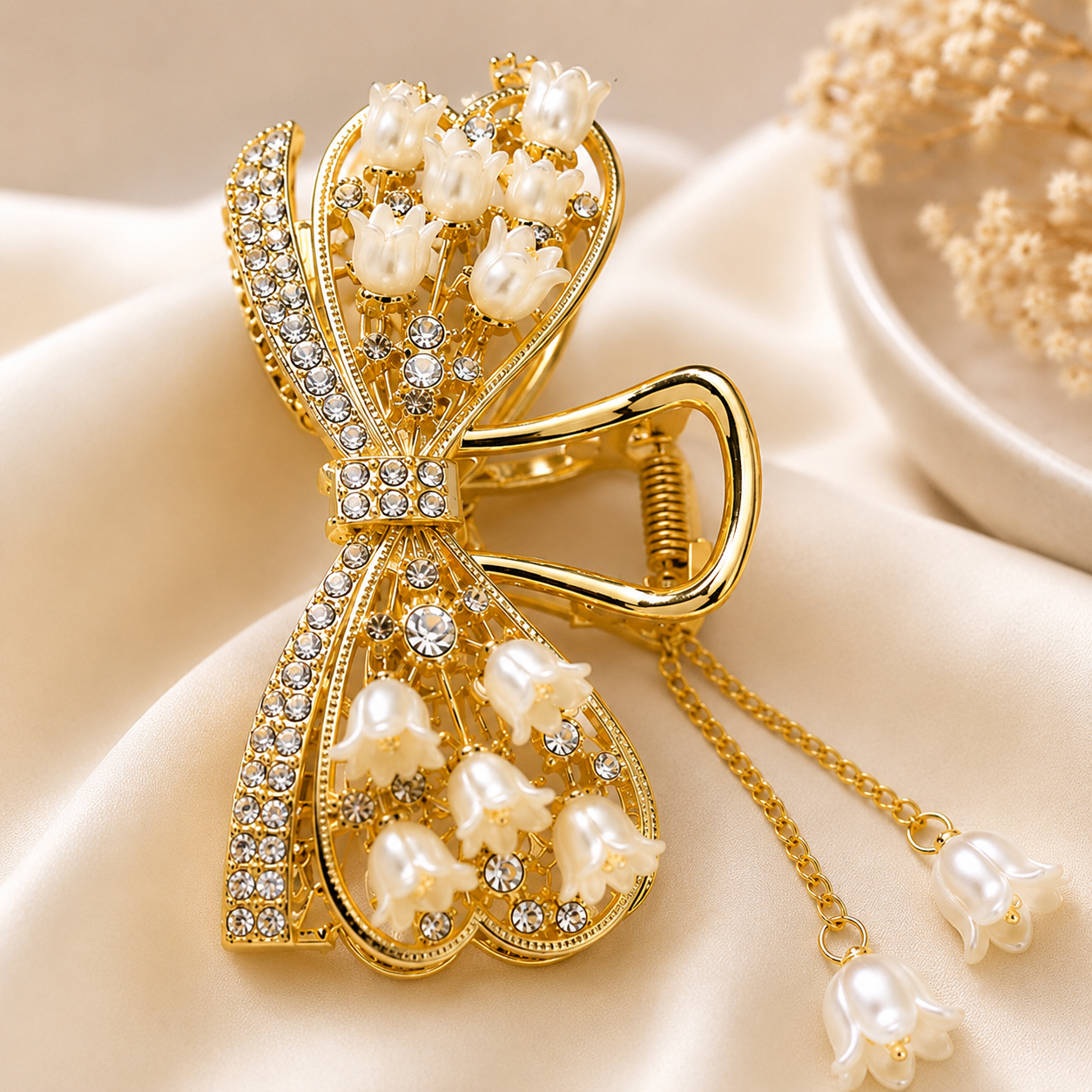 Pearl Blossom Hair Claw Clip