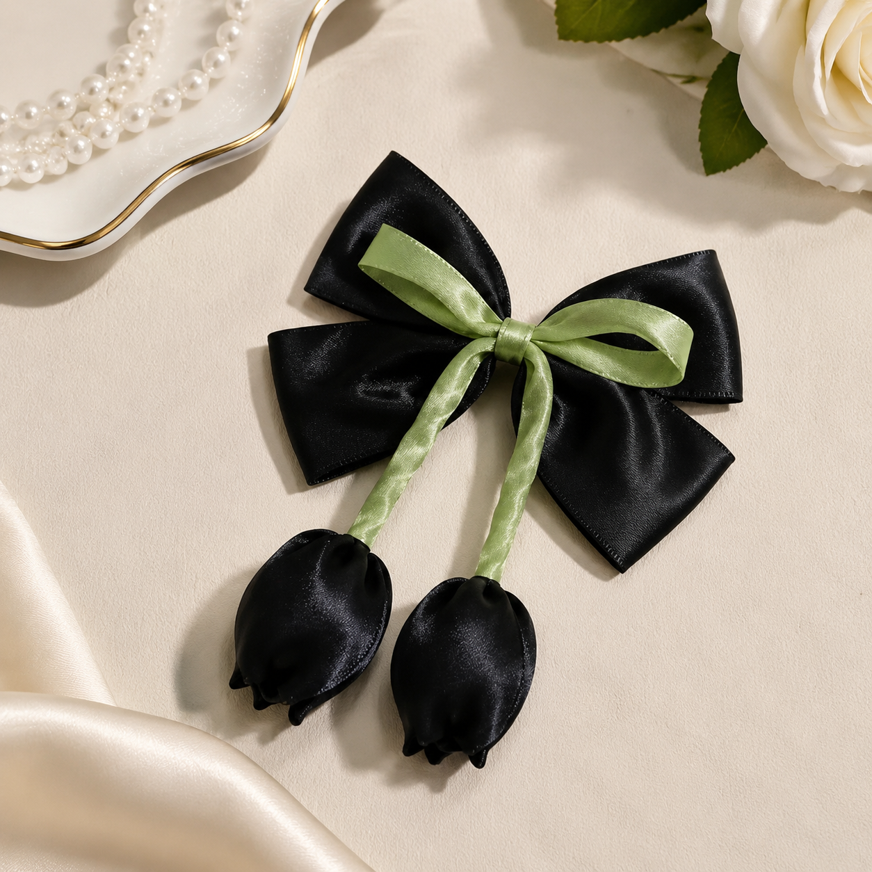 Handmade Tulip Bow Hair Clip for Girls