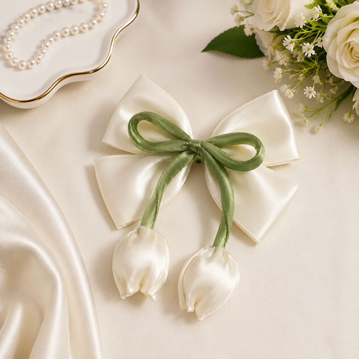 Handmade Tulip Bow Hair Clip for Girls