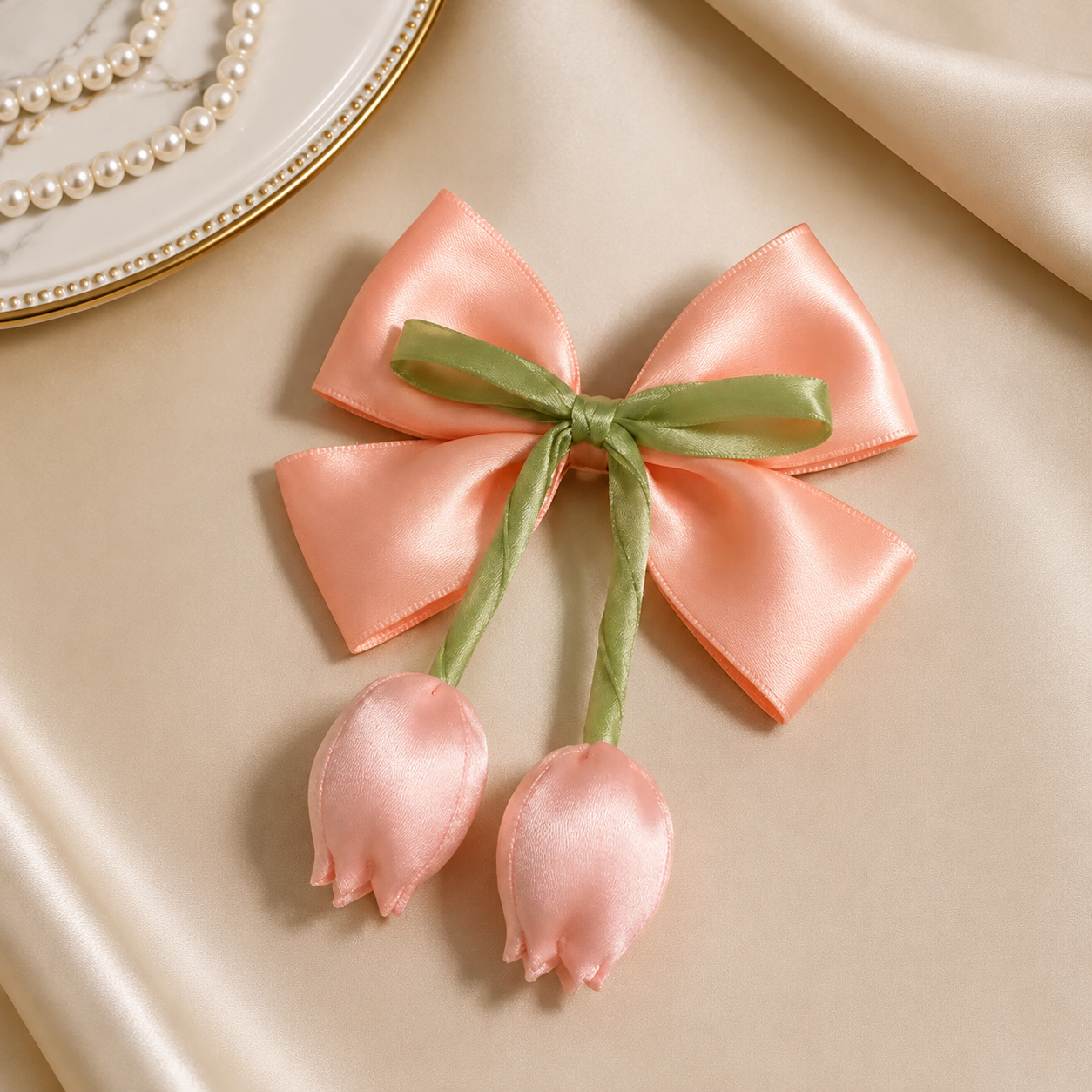 Handmade Tulip Bow Hair Clip for Girls