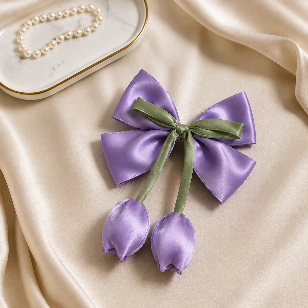 Handmade Tulip Bow Hair Clip for Girls