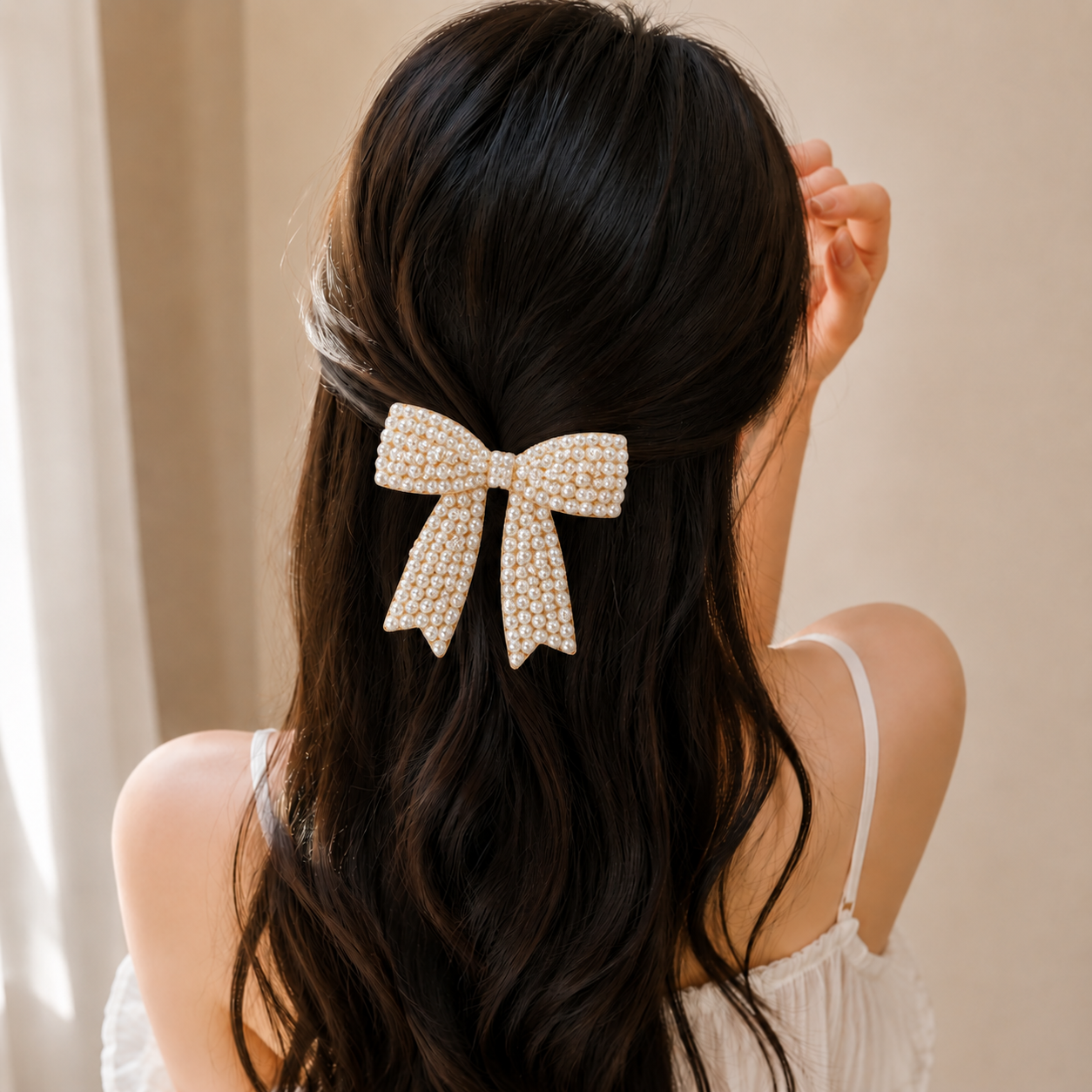 Pearl Bow Luxe Hair Clip