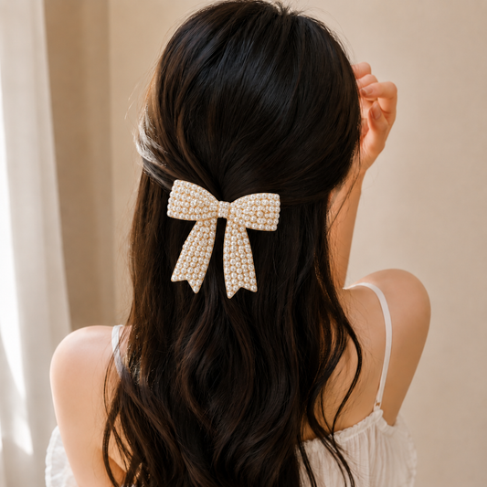 Pearl Bow Luxe Hair Clip