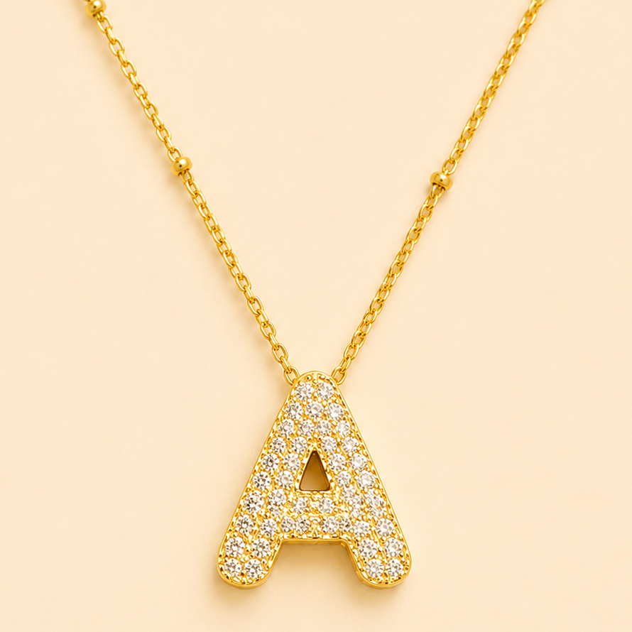 18k Gold Plated A Initial Necklace